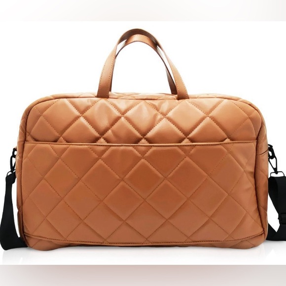 Versatile Gilda Paris "G" Logo Coffee Weekender Crossbody Travel w/ Slip Back! - Picture 3 of 3